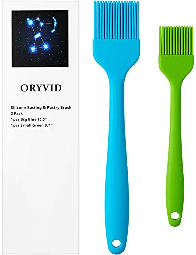 2-Pack Blue & Green Silicone BBQ Basting Brushes