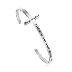Inspirational Bible Verse Cross Bracelet Cuff
