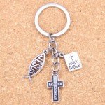 Trust God Cross & Fish Keychain Gift