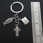 Trust God Cross & Fish Keychain Gift