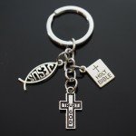 Trust God Cross & Fish Keychain Gift