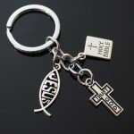Trust God Cross & Fish Keychain Gift