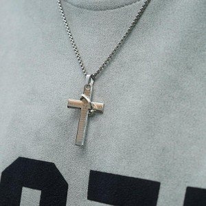 Stainless Steel Scripture Cross Pendant Necklace