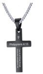 Inspirational Philippians 4:13 Cross Necklace