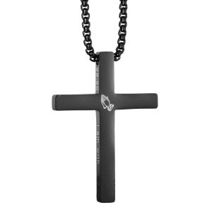 Stainless Steel Cross Necklace with Bible Verse