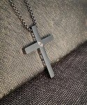 Stainless Steel Cross Necklace with Bible Verse