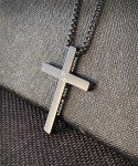 Stainless Steel Cross Necklace with Bible Verse