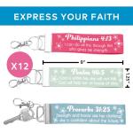Christian Keychains with Verses - Set of 12