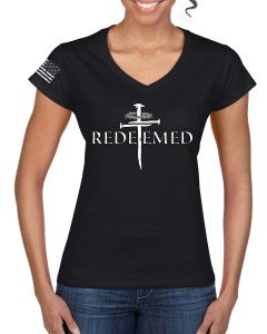 Redeemed Cross Faith Women’s V-Neck T-Shirt