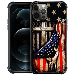 Wooden Cross American Flag iPhone 13 Case