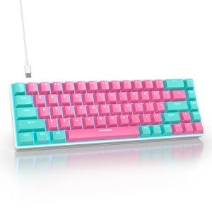 Compact 68-Key Gaming Mechanical Keyboard - Pink LED