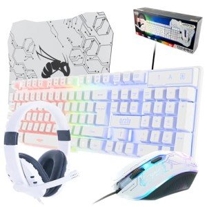 White 4-in-1 RGB Gaming Keyboard and Mouse Bundle