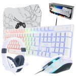 White 4-in-1 RGB Gaming Keyboard and Mouse Bundle
