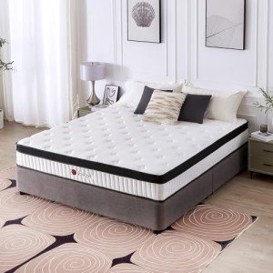 Vaobyk Queen Mattress, 10 inch Hybrid Queen Size Mattresses in a Box, Memory Foam Mattress with Pocket Springs, Pressure Relief & Motion Isolation, CertiPUR-US Certified, Medium Firm