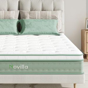 Novilla King Size Mattress, 10 Inch Hybrid Mattress in a Box, Gel Memory Foam & Individually Wrapped Pocket Coils Innerspring for Cozy Sleep, Pillow Top King Mattresses, Medium Firm & Motion Isolation