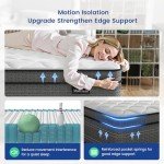 Ruoysun Full Size Mattress, 12 Inch Hybrid Full Bed Mattress in a Box, with Gel Memory Foam and Individual Pocket Springs, Motion Isolation, Strong Edge Support & Pressure Relief, Medium Firm
