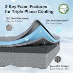 Novilla King Size Mattress, 12 Inch Memory Foam Mattress King for Cool Night Sleep & Pressure Relief, Wave Airflow Foam Mattresses for Heat Dissipation, CertiPUR-US Certified Mattresses in a Box