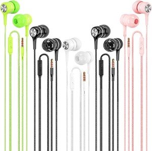 Wired Earbuds with Mic - 5 Pack, Heavy Bass