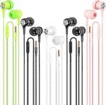 Wired Earbuds with Mic - 5 Pack, Heavy Bass