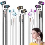 5-Pack Wired Earbuds with Microphone and Heavy Bass