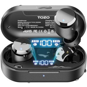 TOZO T12 Wireless Earbuds with Noise Cancelling Mic