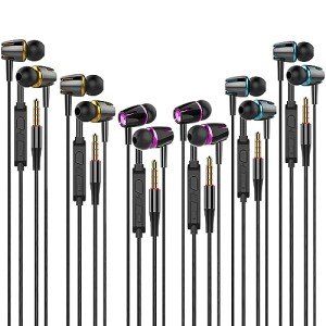 6-Pack Wired Earbuds with Microphone and Heavy Bass