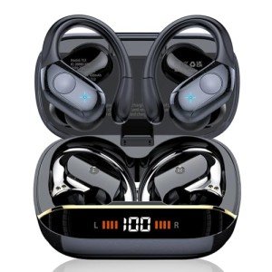 Qecnato Bluetooth 5.4 Sports Wireless Earbuds, Black