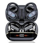 Qecnato Bluetooth 5.4 Sports Wireless Earbuds, Black