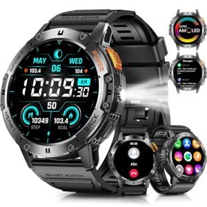 Military Smartwatch with Bluetooth Call and Fitness Tracker