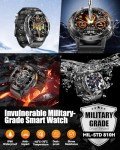 Military Smartwatch with Bluetooth Call and Fitness Tracker