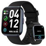 Black Smartwatch for Men: Alexa, Fitness Tracker, IP68