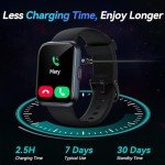 Black Smartwatch for Men: Alexa, Fitness Tracker, IP68