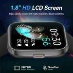 Black Smartwatch for Men: Alexa, Fitness Tracker, IP68