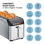Chefman 4 Slice Smart Digital Toaster with Wide Slots