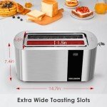 NIKLEMON 4 Slice Stainless Steel Toaster with LED Display