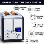 CUSIMAX 2-Slice Stainless Steel Toaster with LED Display