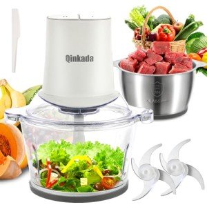 Qinkada 400W Electric Food Processor with 2 Bowls