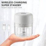 Electric Garlic Chopper, Portable Veggie Chopper,Garlic Grinder Masher Onion Chopper, Cordless Food Processor for Ginger, Chili, Fruit, Meat,etc(white 250ml)