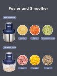 FOHERE Food Processors, Electric Food Chopper with Meat Grinder & Vegetable Chopper with 2 Bowls (8 Cup+7 Cup), 2 Sets of Bi-Level Blades for Fruits/Meat/Nuts/Baby Food, Blue