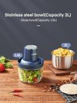 FOHERE Food Processors, Electric Food Chopper with Meat Grinder & Vegetable Chopper with 2 Bowls (8 Cup+7 Cup), 2 Sets of Bi-Level Blades for Fruits/Meat/Nuts/Baby Food, Blue