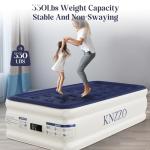 KNZZO Air Mattress Twin with Built-in Pump, Blow Up Mattress with Soft Flocked Top, Leakproof Inflatable Mattress, Foldable Waterproof Air Bed for Home, Guests, Camping, with Storage Bag