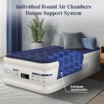 KNZZO Air Mattress Twin with Built-in Pump, Blow Up Mattress with Soft Flocked Top, Leakproof Inflatable Mattress, Foldable Waterproof Air Bed for Home, Guests, Camping, with Storage Bag