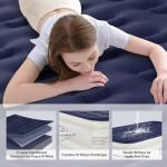 KNZZO Air Mattress Twin with Built-in Pump, Blow Up Mattress with Soft Flocked Top, Leakproof Inflatable Mattress, Foldable Waterproof Air Bed for Home, Guests, Camping, with Storage Bag