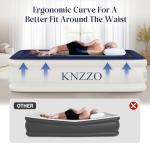 KNZZO Air Mattress Twin with Built-in Pump, Blow Up Mattress with Soft Flocked Top, Leakproof Inflatable Mattress, Foldable Waterproof Air Bed for Home, Guests, Camping, with Storage Bag