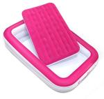 EnerPlex Inflatable Travel Bed with High Speed Pump, Portable Air Mattress for Kids on The Go, Blow up Toddler with Sides – Built-in Safety Bumper - Pink