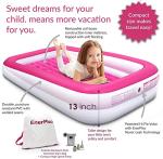 EnerPlex Inflatable Travel Bed with High Speed Pump, Portable Air Mattress for Kids on The Go, Blow up Toddler with Sides – Built-in Safety Bumper - Pink