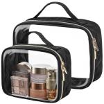 PACKISM Clear Makeup Bag - TSA Approved Toiletry Bag with Handle Large Opening, Clear Toiletry Bags for Traveling Travel Essentials, Travel Bags for Toiletries, Black