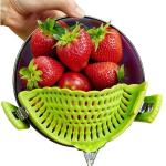 Performore Compact Universal Silicone Snap-On Pot Strainer | Heat-Resistant BPA-Free Clip-On Food Colander | Dishwasher Safe Hands-Free Kitchen Pasta Drainer | Flexible Secure-Grip Clip Strainer