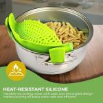Performore Compact Universal Silicone Snap-On Pot Strainer | Heat-Resistant BPA-Free Clip-On Food Colander | Dishwasher Safe Hands-Free Kitchen Pasta Drainer | Flexible Secure-Grip Clip Strainer
