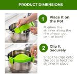 Performore Compact Universal Silicone Snap-On Pot Strainer | Heat-Resistant BPA-Free Clip-On Food Colander | Dishwasher Safe Hands-Free Kitchen Pasta Drainer | Flexible Secure-Grip Clip Strainer